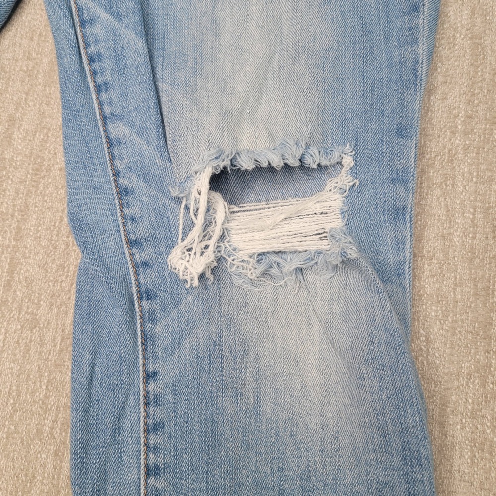 American Eagle Artist Crop Women Blue Distressed Stretch Denim Jeans 10 - Picture 3 of 12